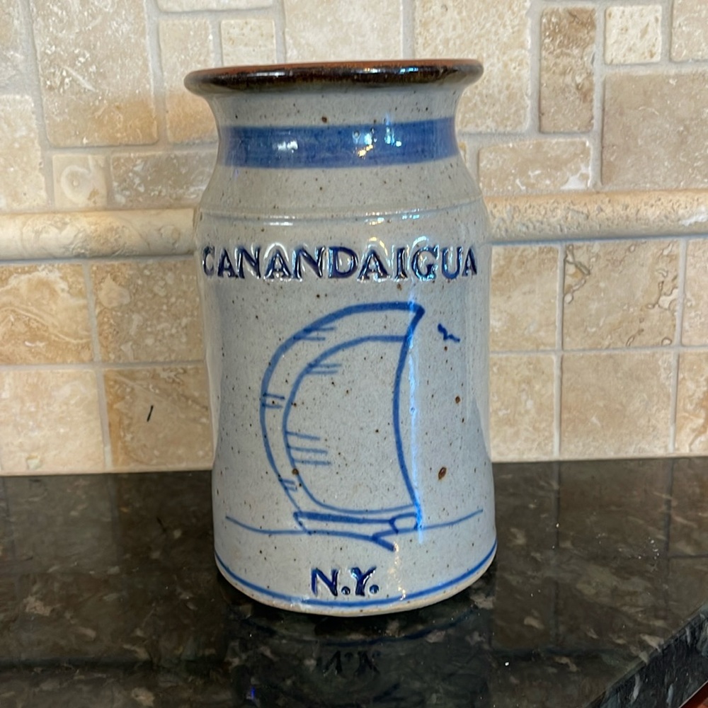 Canandaigua NY salt glaze vase/utensils